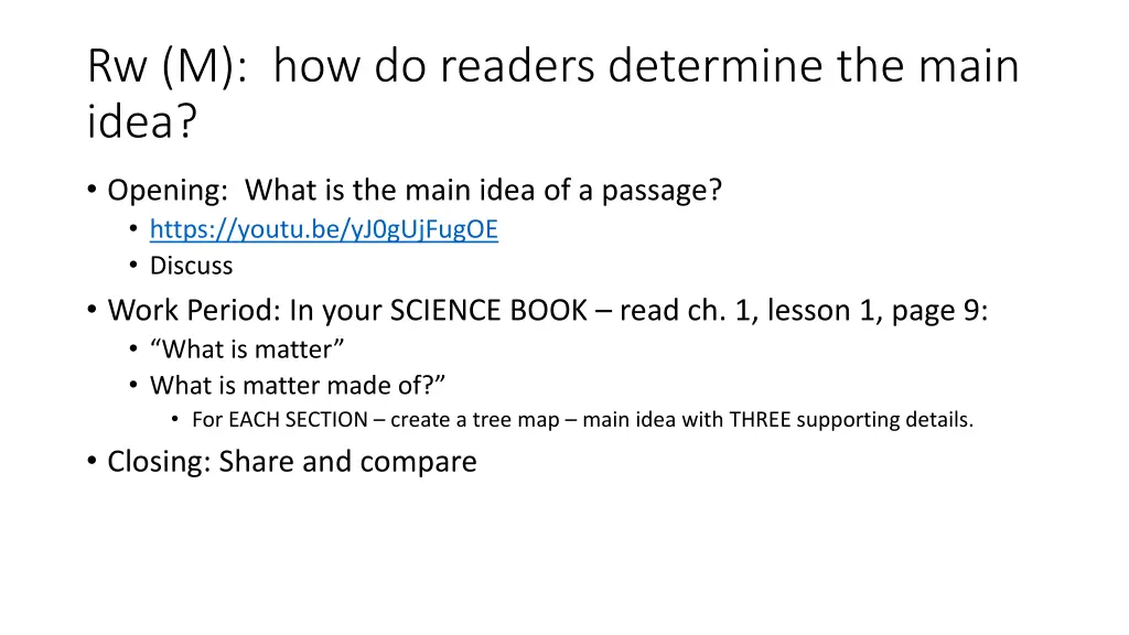 rw m how do readers determine the main idea