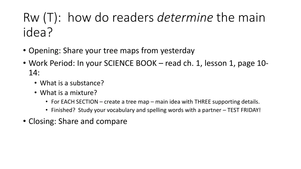 rw t how do readers determine the main idea