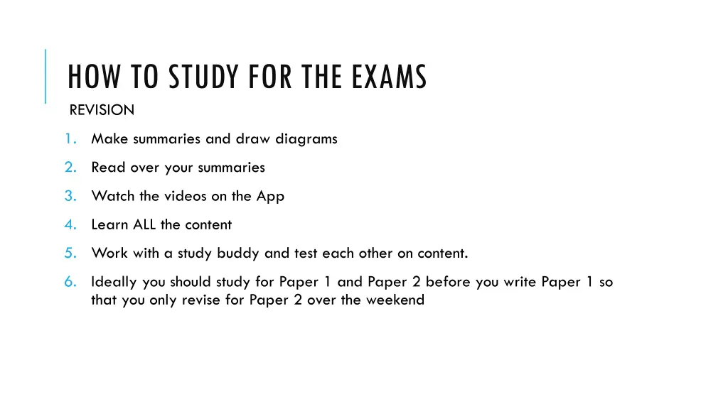 how to study for the exams revision