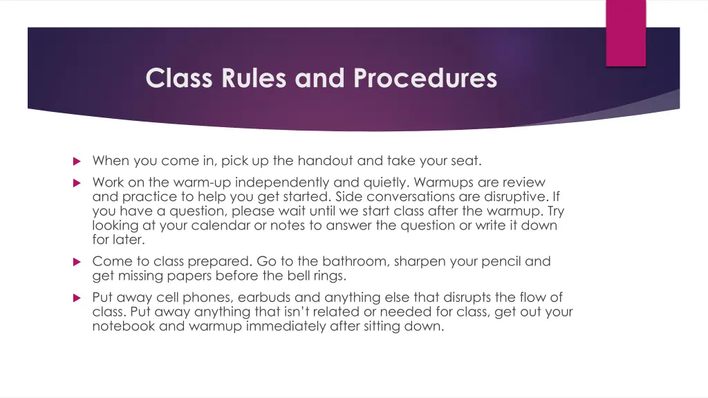 class rules and procedures