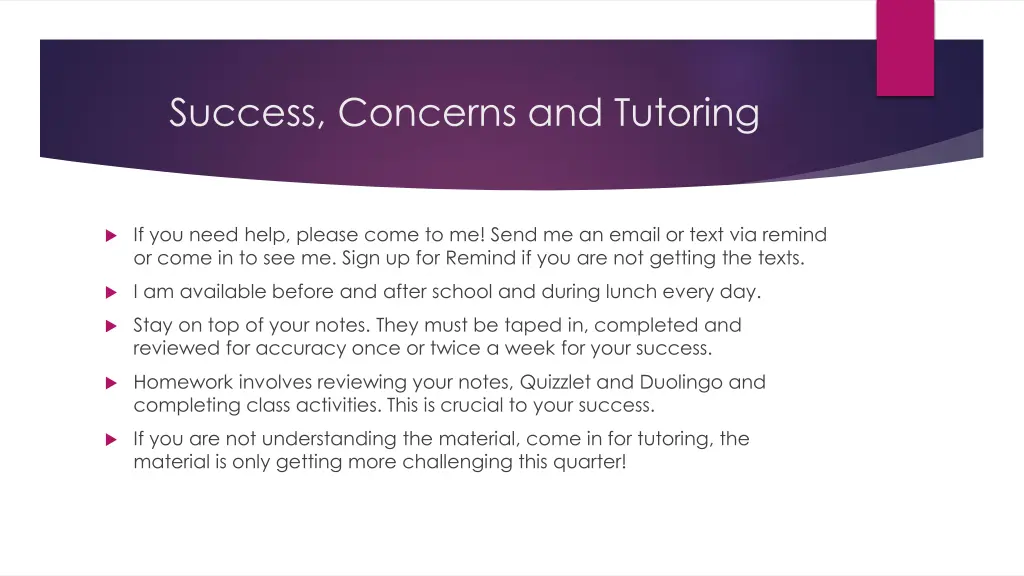 success concerns and tutoring