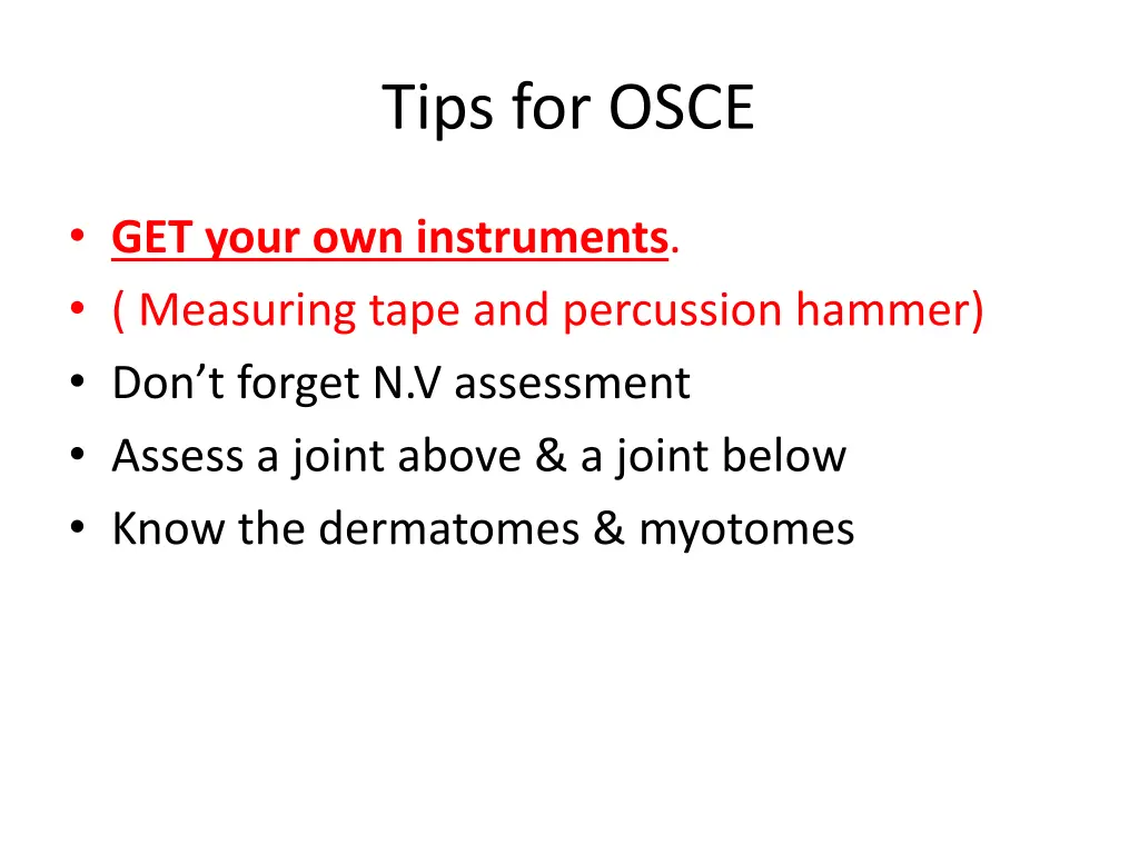 tips for osce 1