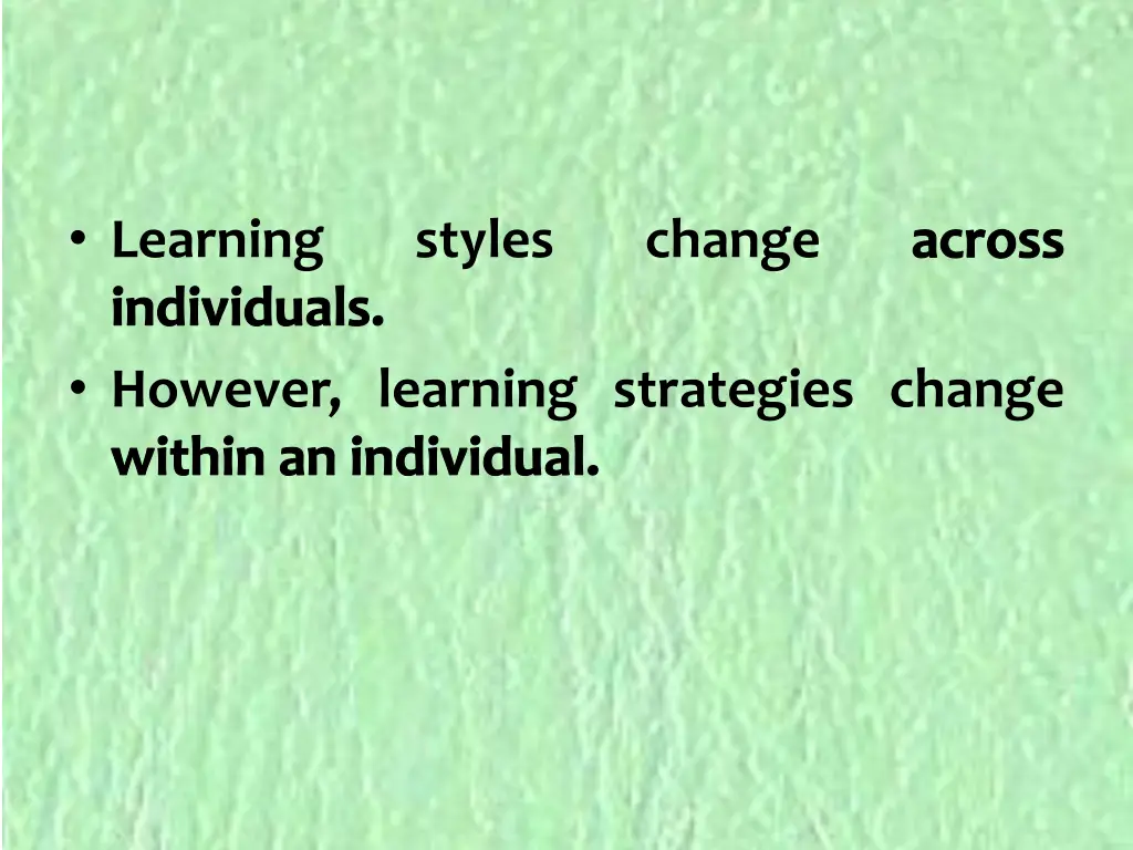 learning individuals however learning strategies