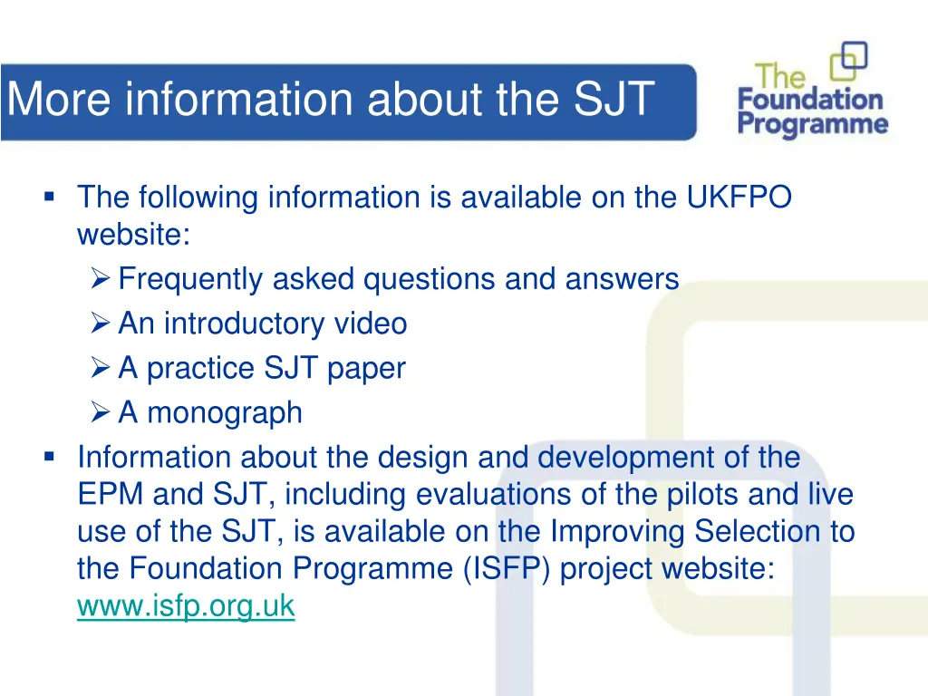 more information about the sjt