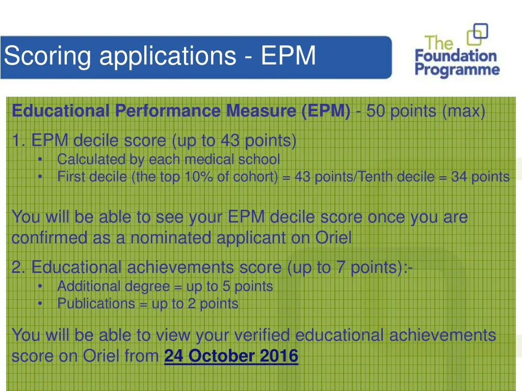 scoring applications epm