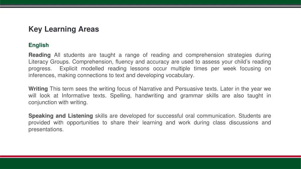 key learning areas