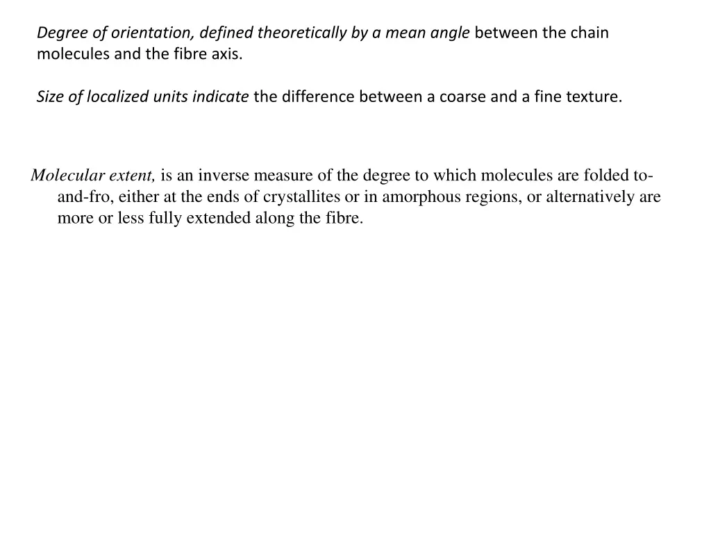 degree of orientation defined theoretically