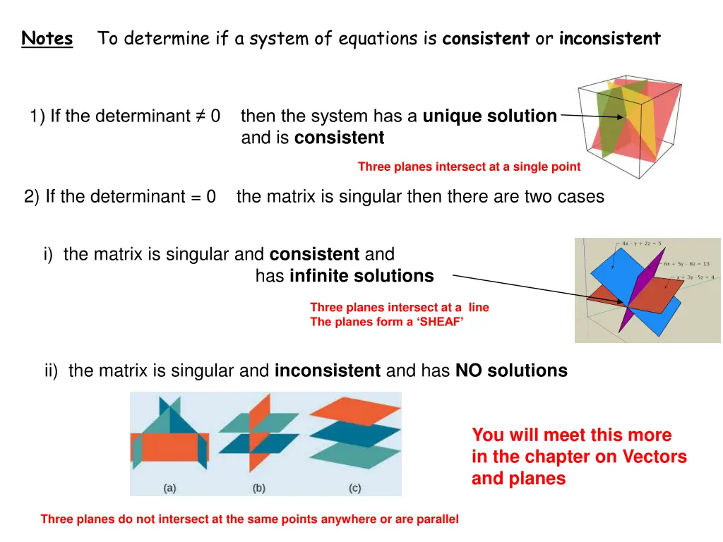 notes to determine if a system of equations