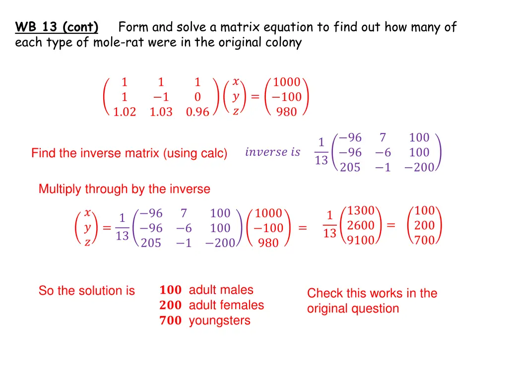 wb 13 cont form and solve a matrix equation