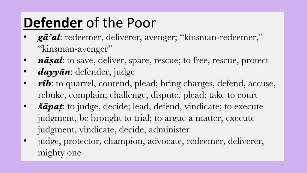 defender of the poor g al redeemer deliverer