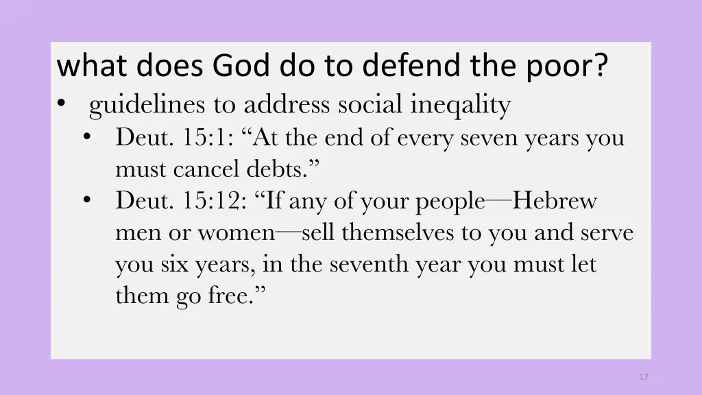 what does god do to defend the poor guidelines 1