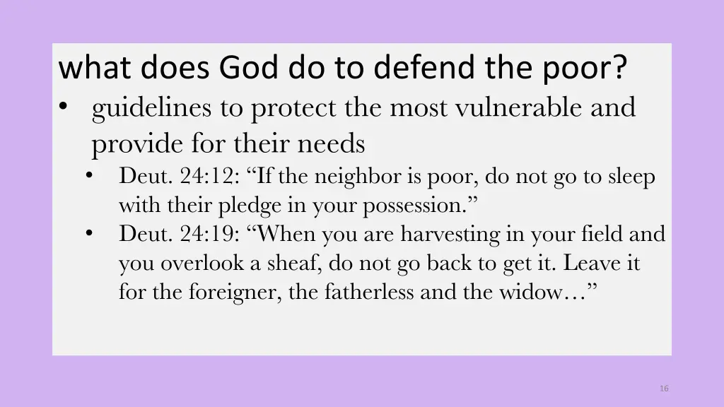 what does god do to defend the poor guidelines