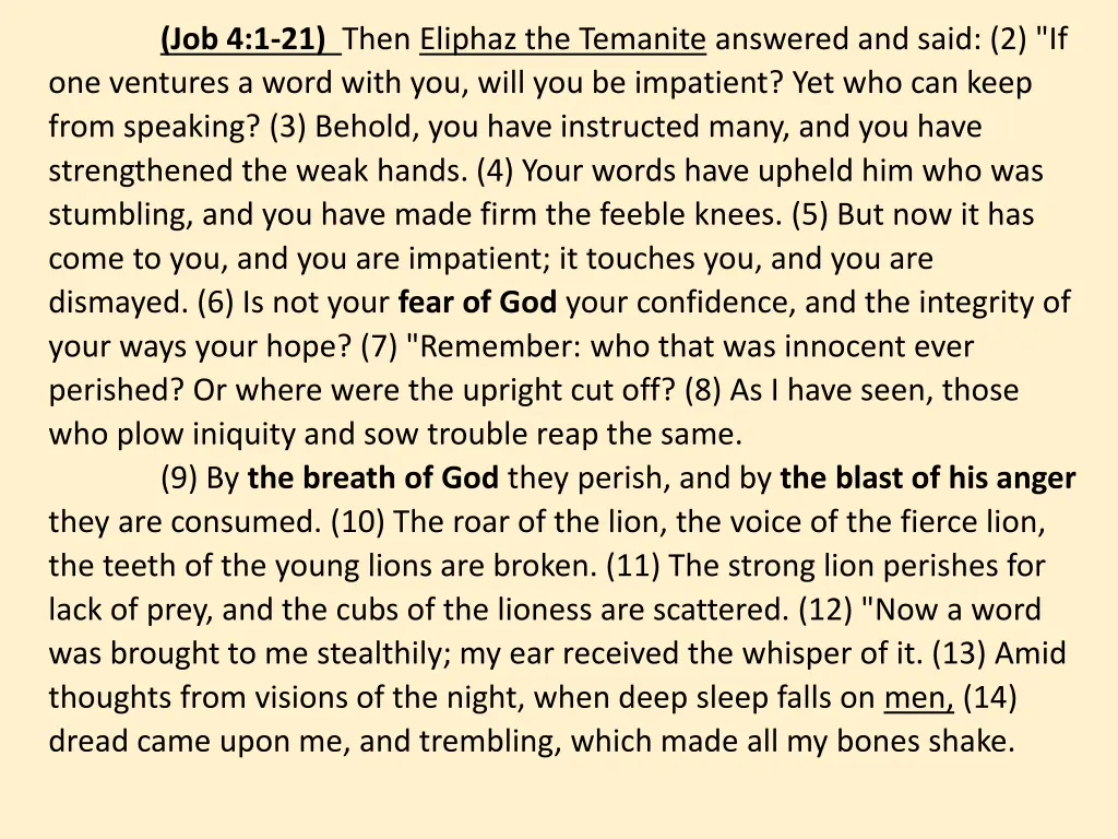 job 4 1 21 then eliphaz the temanite answered