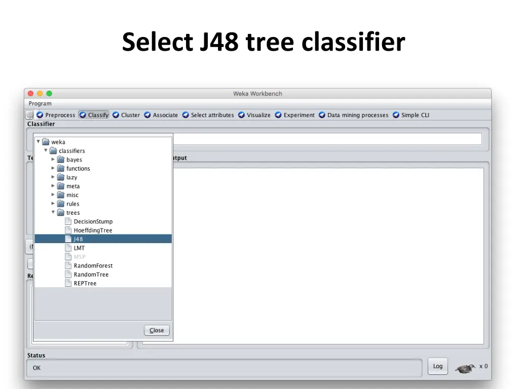 select j48 tree classifier