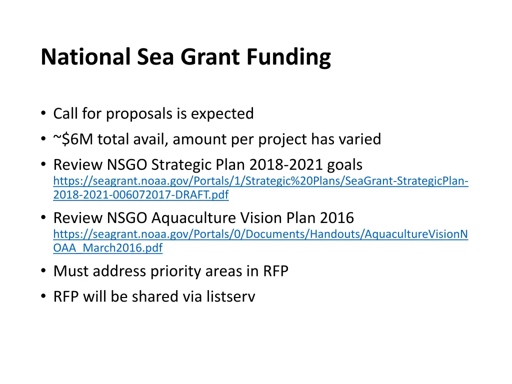 national sea grant funding