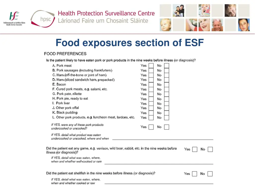 food exposures section of esf