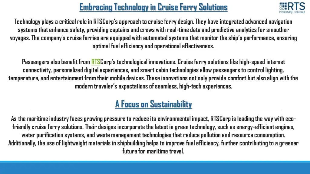 embracing technology in cruise ferry solutions