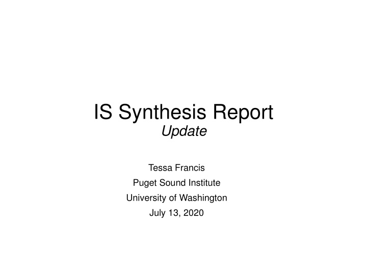 is synthesis report update