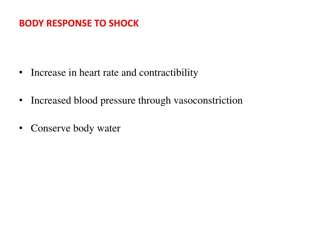 body response to shock