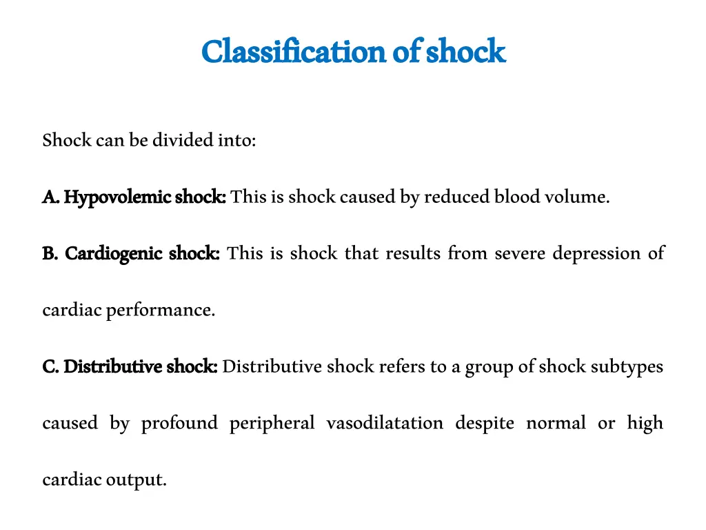 classification of shock