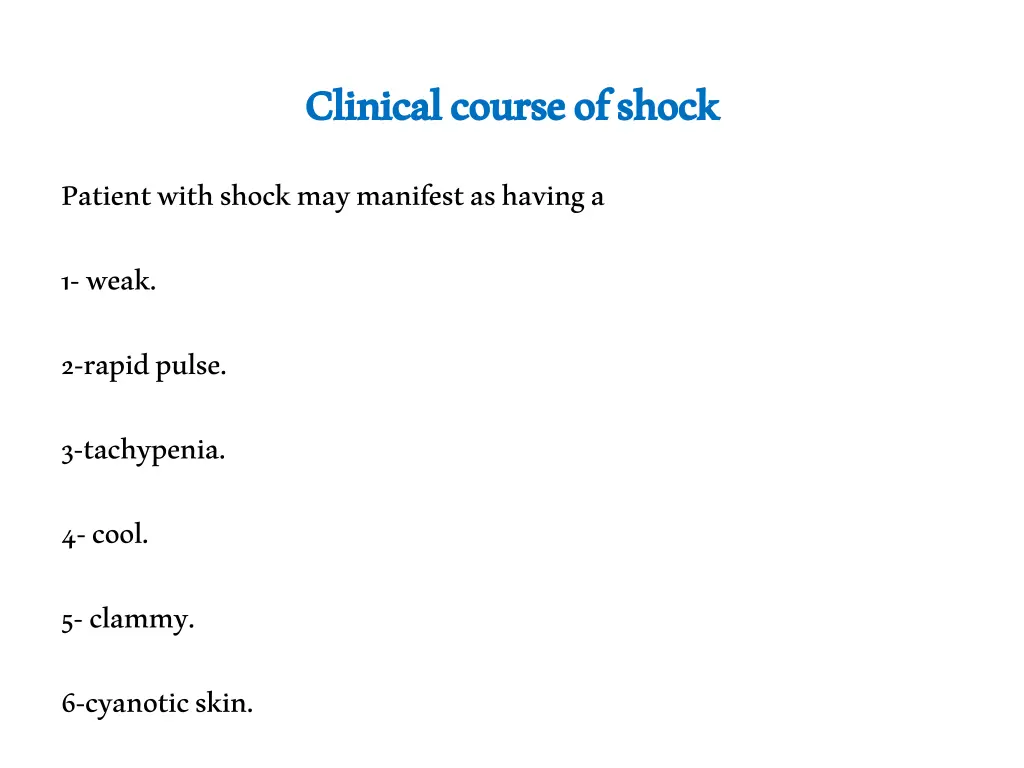 clinical course of shock