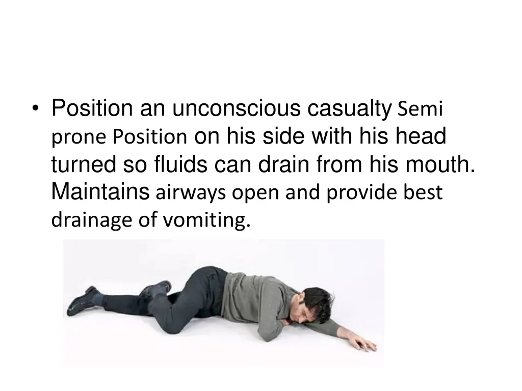 position an unconscious casualty semi prone