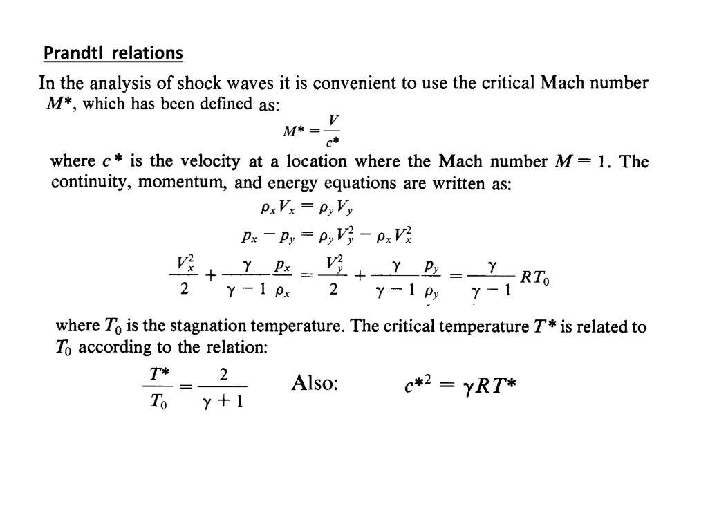 prandtl relations