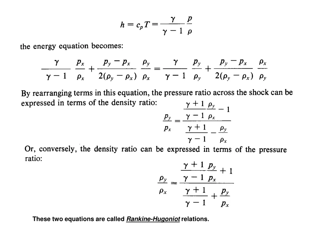 these two equations are called rankine hugoniot