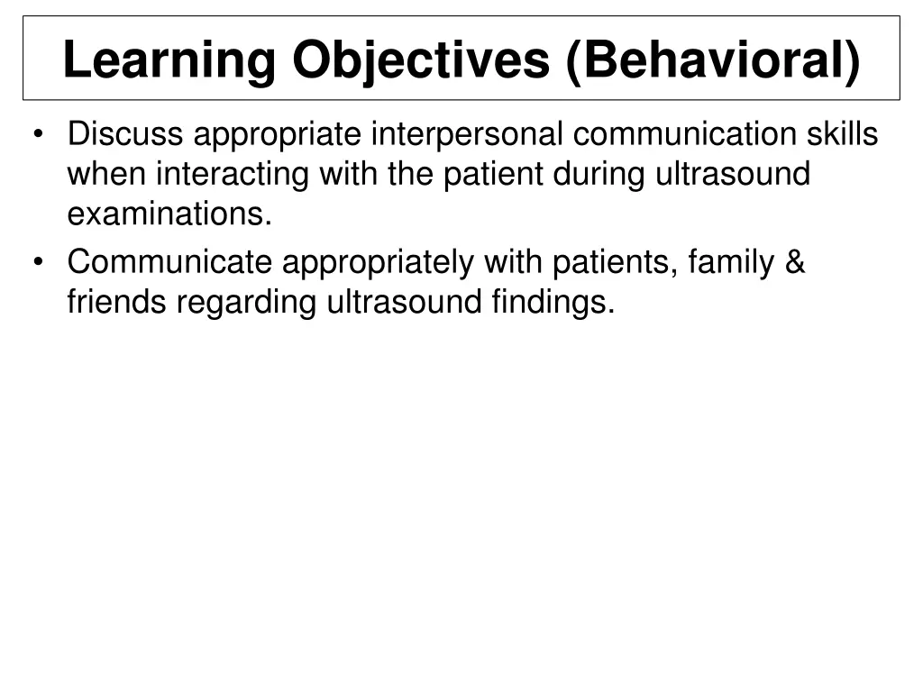 learning objectives behavioral