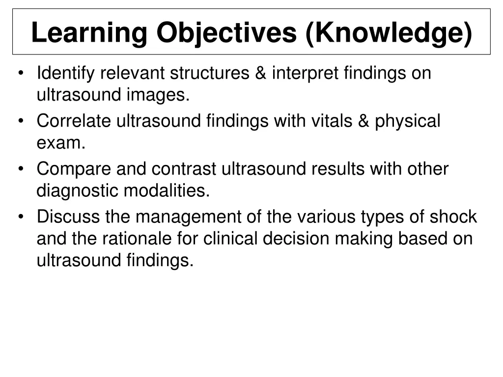 learning objectives knowledge