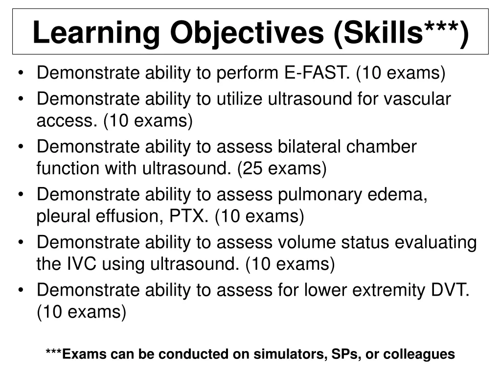 learning objectives skills