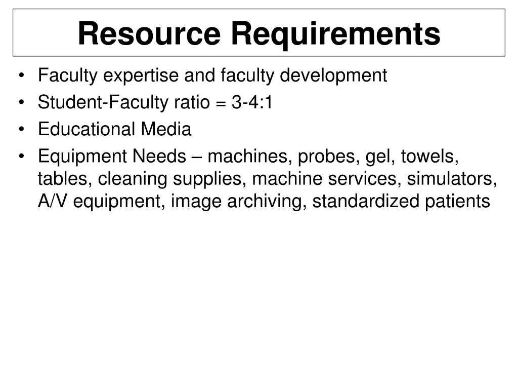 resource requirements