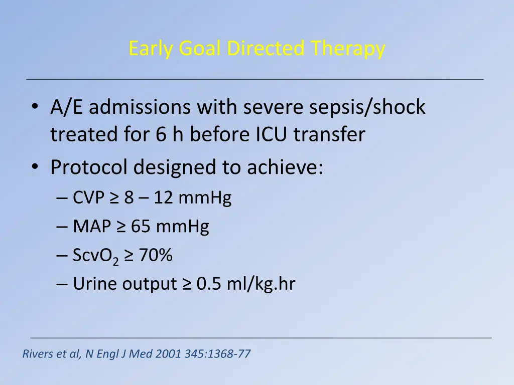 early goal directed therapy 1