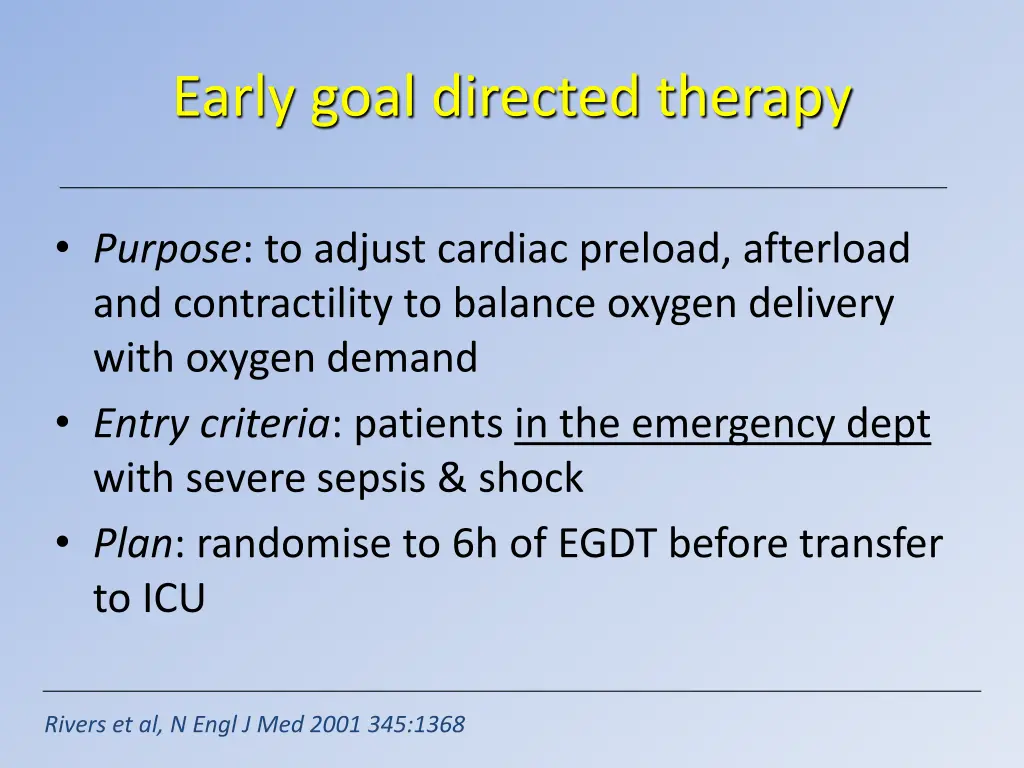 early goal directed therapy