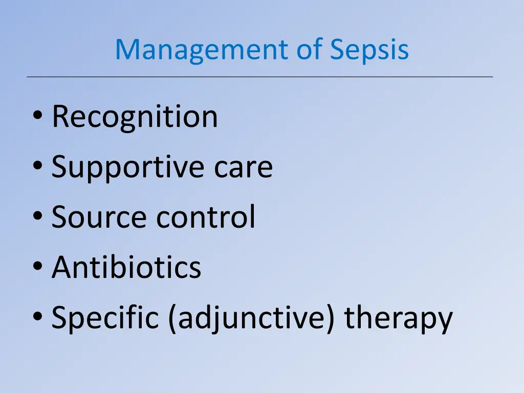 management of sepsis