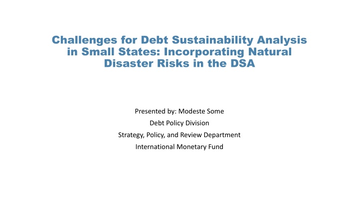 challenges for debt sustainability analysis