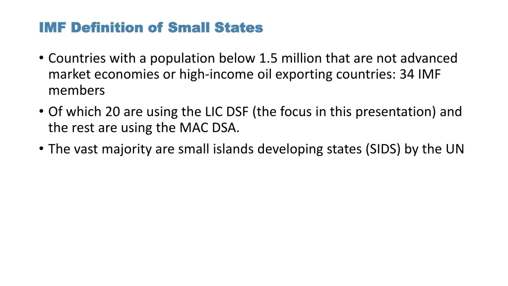 imf definition of small states imf definition