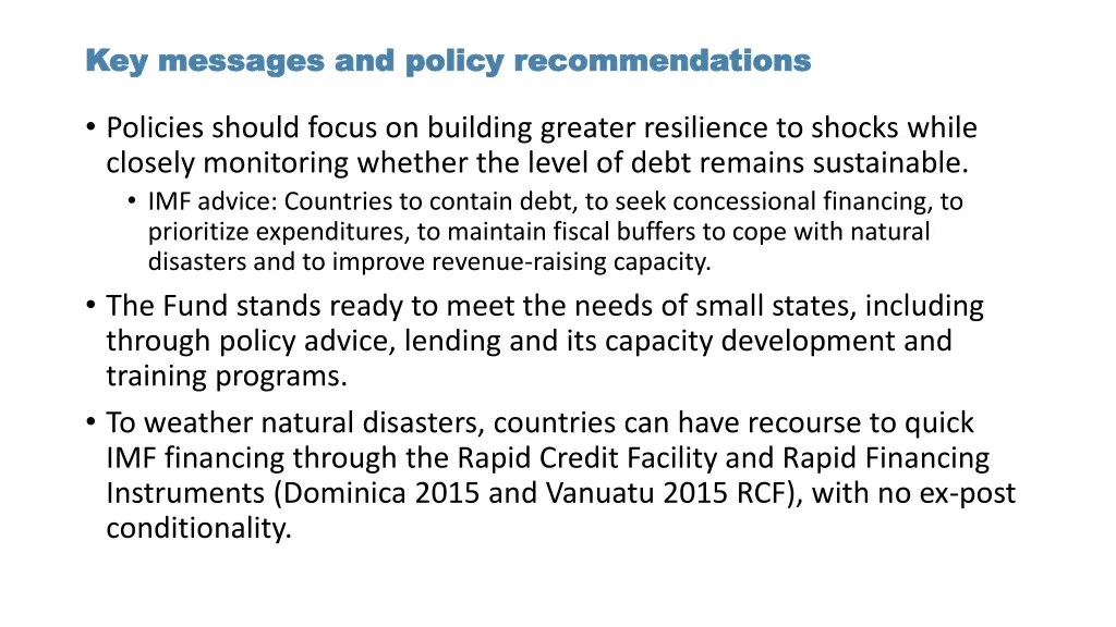 key messages and policy recommendations