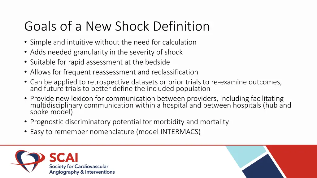 goals of a new shock definition simple