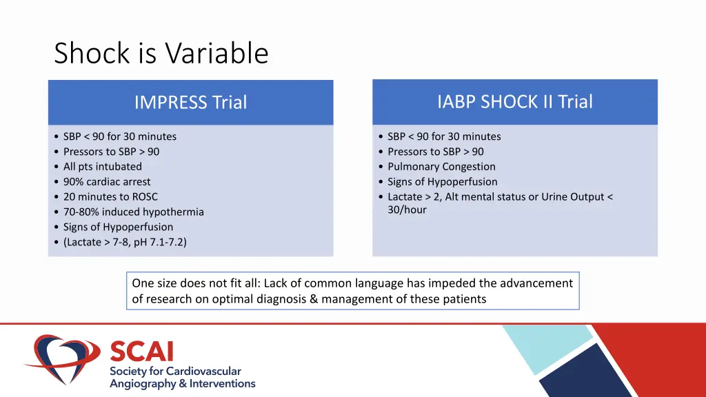 shock is variable