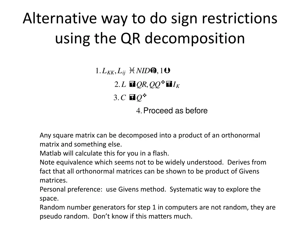 alternative way to do sign restrictions using