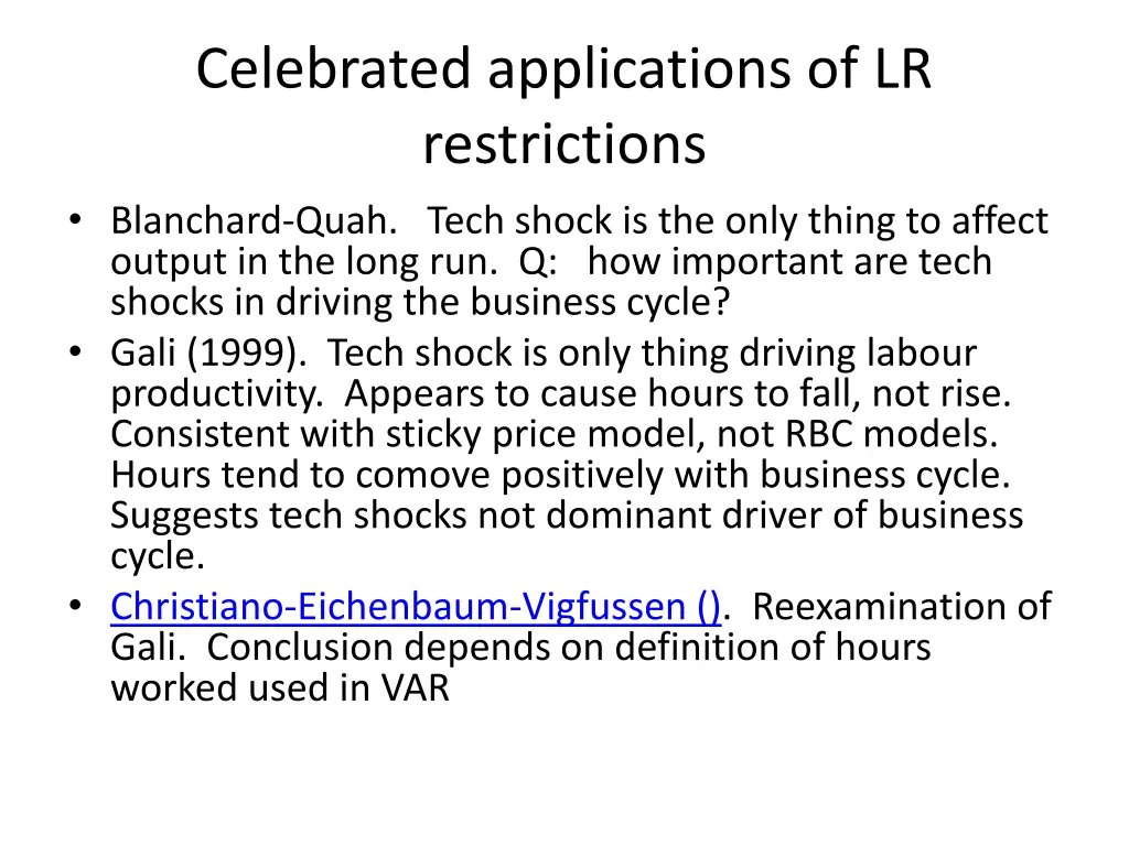 celebrated applications of lr restrictions