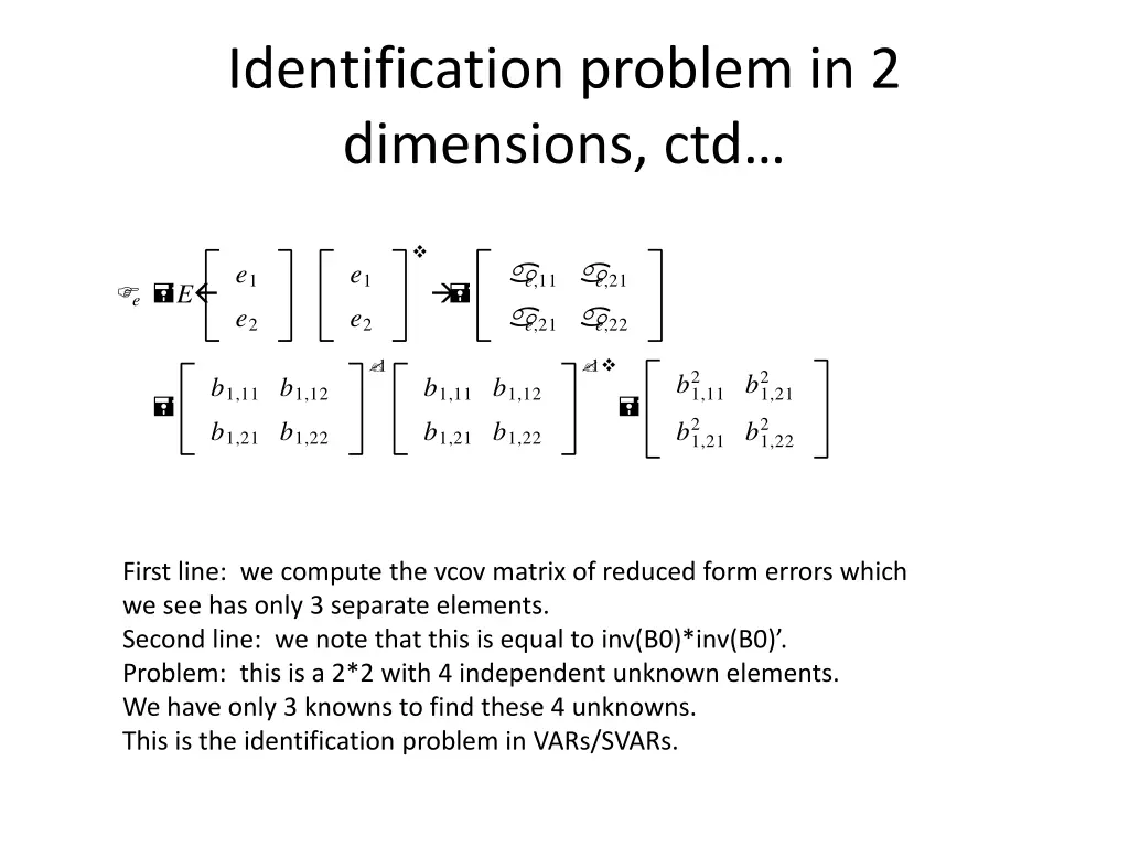 identification problem in 2 dimensions ctd