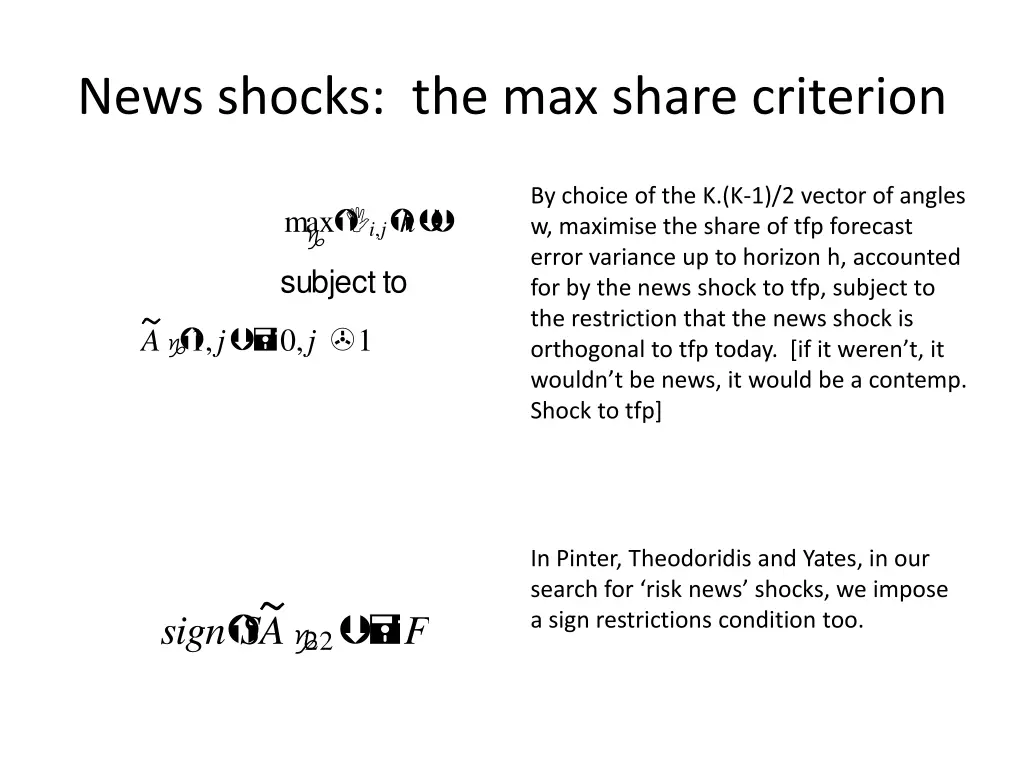 news shocks the max share criterion