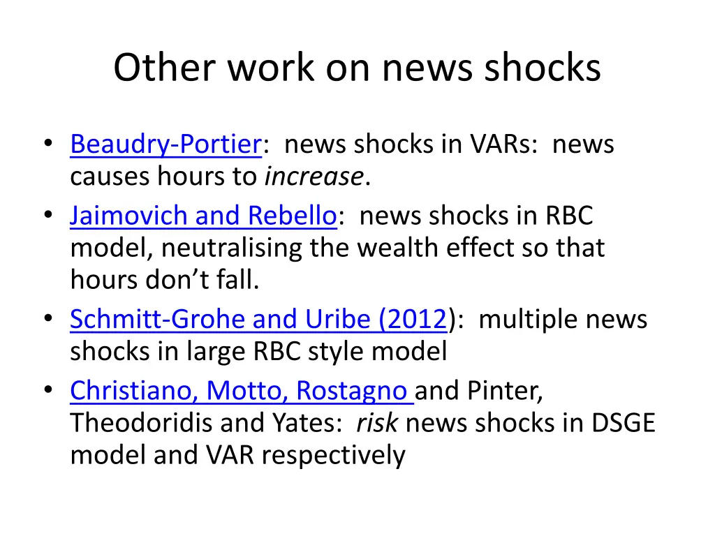 other work on news shocks