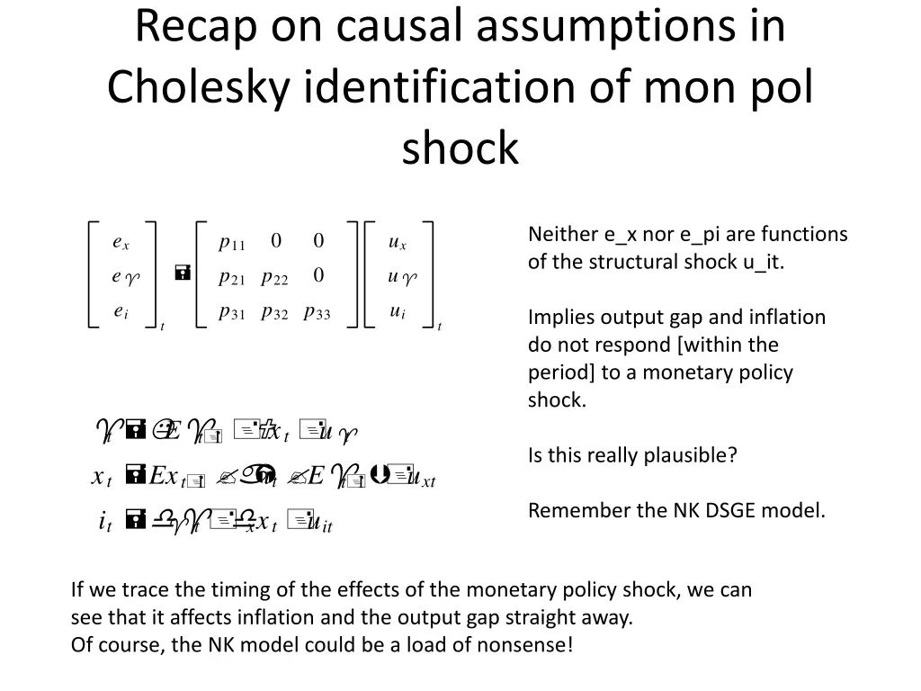 recap on causal assumptions in cholesky