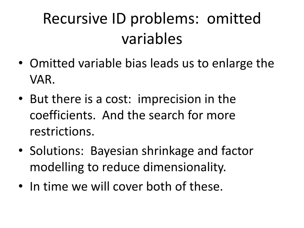 recursive id problems omitted variables