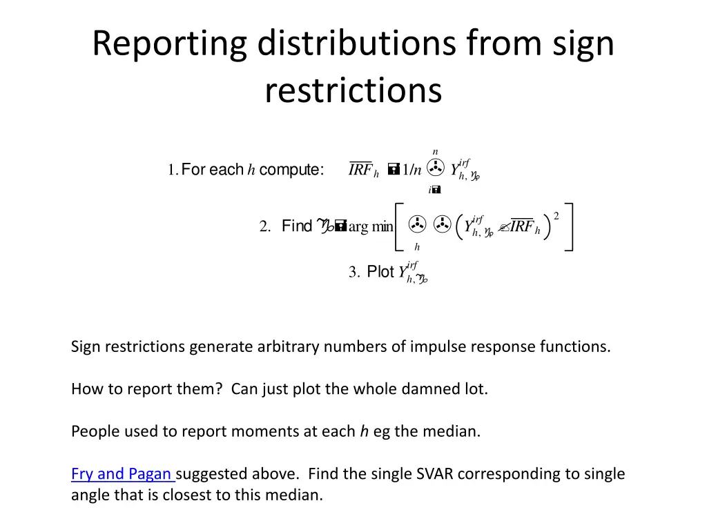 reporting distributions from sign restrictions