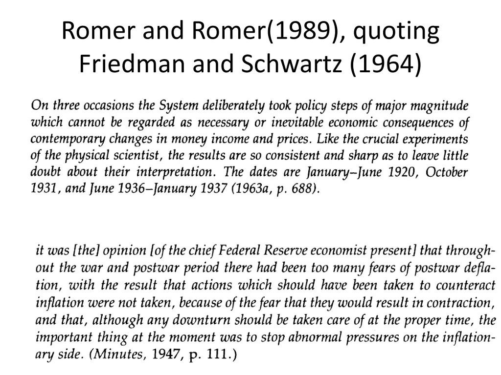 romer and romer 1989 quoting friedman