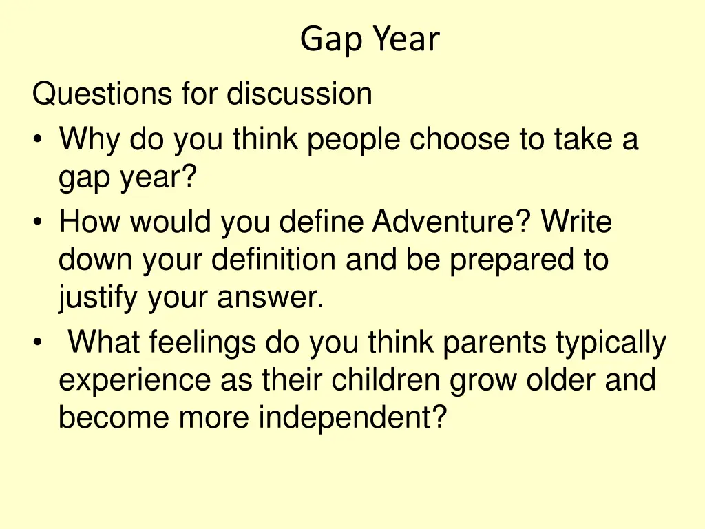 gap year 1